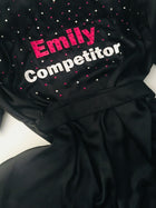 CUSTOM TEXT BLACK Satin Competition Robe Gown - Selina Bikini