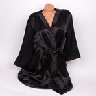 CUSTOM TEXT BLACK Satin Competition Robe Gown - Selina Bikini