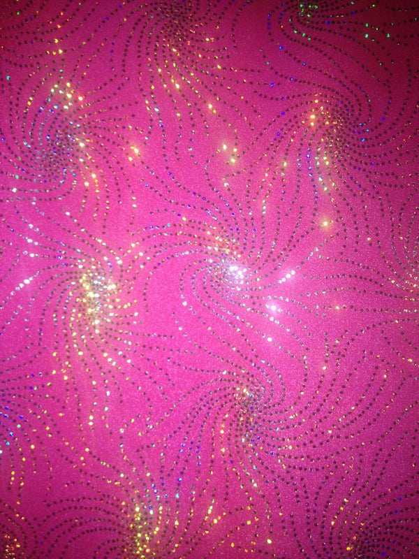 #60 Hot Pink with Glittery Swirls Detail Spandex - Selina Bikini