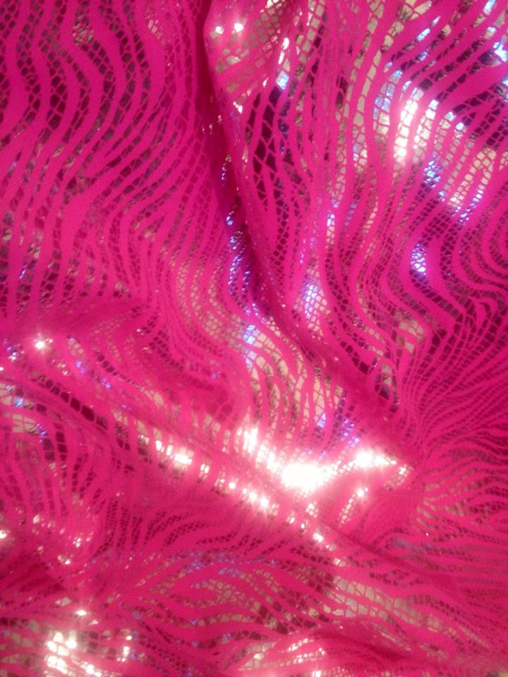 #61 Hot Pink and Ultrashimmery Silver Zebra Print Spandex - Selina Bikini