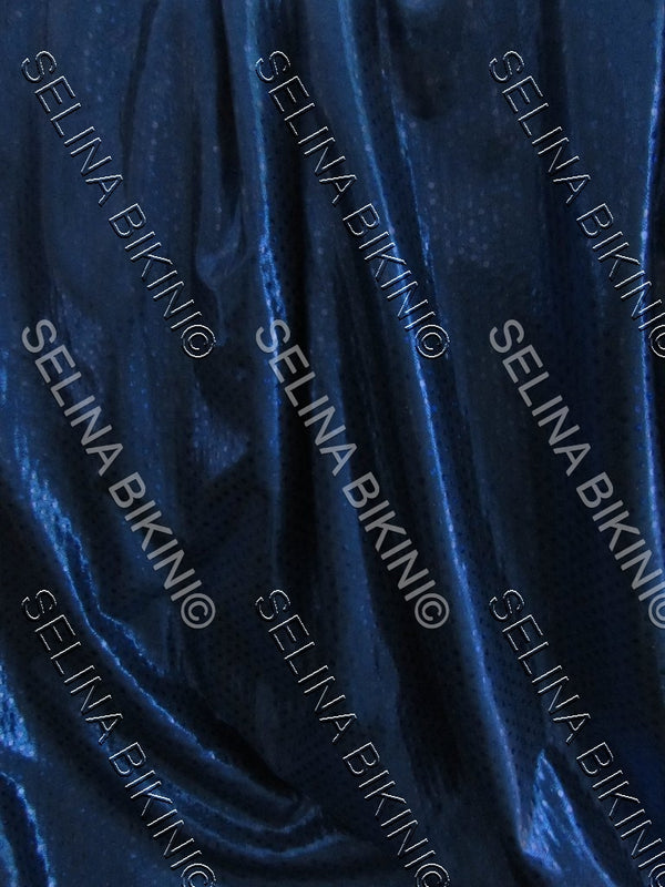 #014 Navy Blue Faux Sequin Metallic Dots Spandex - Selina Bikini