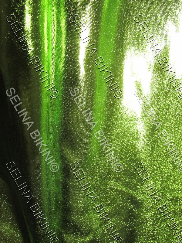 #0182 NEW Lime Green Metallic Spandex - Selina Bikini