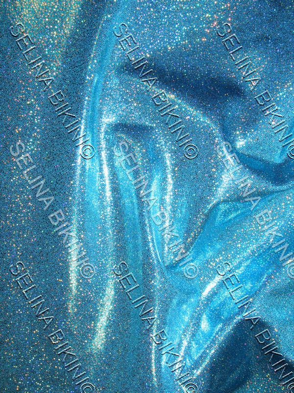 #0188 NEW Turquoise Diamante Metallic Dots Spandex - Selina Bikini