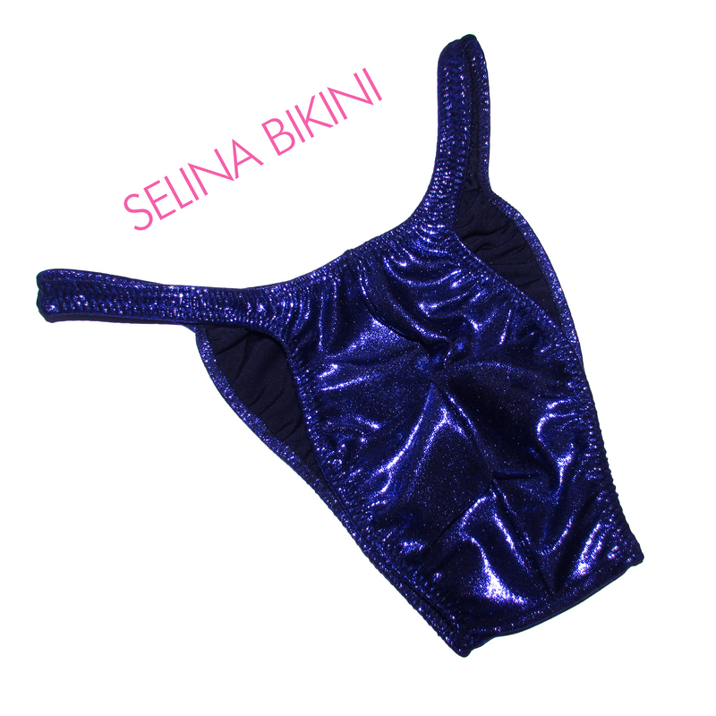 Dark purple metallic dots men's posing trunks - Selina Bikini