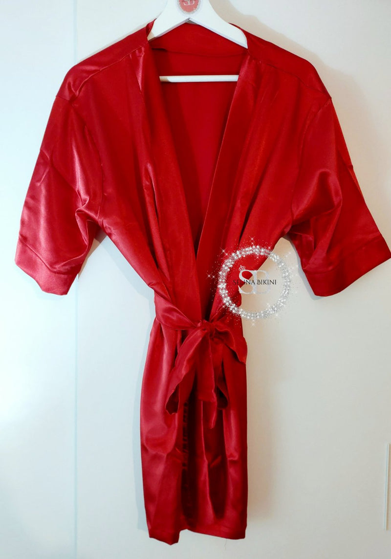 Glossy Red Satin Backstage Robe