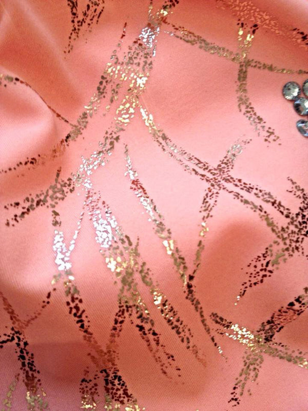 #63.1 Soft Peach with Glitter Detail Spandex - Selina Bikini