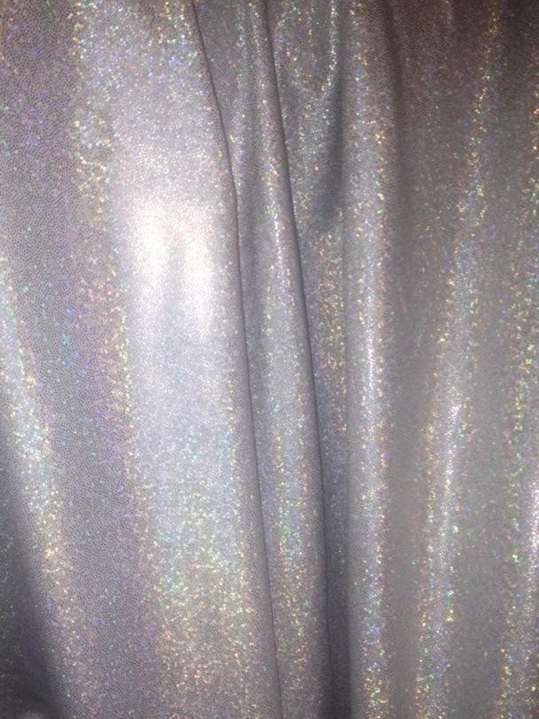 #58 White Rainbow Metallic Dots Spandex - Selina Bikini
