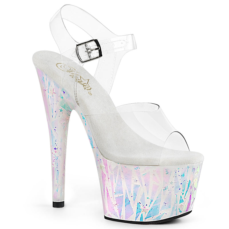 Pleaser Shoes ADORE-708SPLA-2 Clr/White-Opal Hologram - Selina Bikini